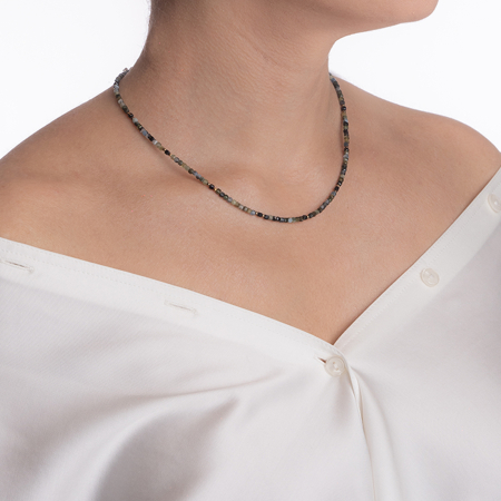 Colier argint pietre semipretioase iolit cubulete 2.5 mm lungime 40 cm [3]