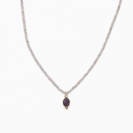 Coliere dama - Colier argint pietre semipretioase kunzit microfatetat 2.5 mm accesoriu din ametist lungime 42 cm
