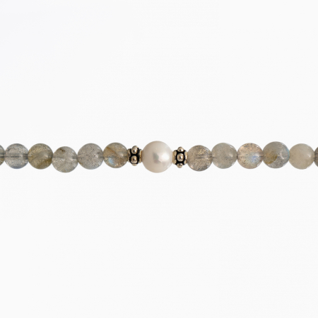 Colier argint pietre semipretioase labradorit 6 mm cu perla de cultura lungime 42 cm [1]