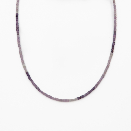 Coliere dama - Colier argint pietre semipretioase lepidolit degrade cubulete 2.5 mm  lungime 42 cm