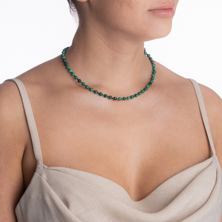 Colier argint pietre semipretioase malachit de 5 mm lungime 40 cm [3]
