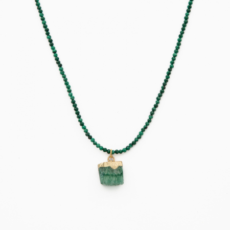 Coliere dama - Colier argint pietre semipretioase malachit microfatetat 2,5 mm cu pandantiv din agat verde lungime 40 cm