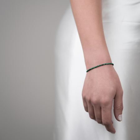 Silver necklace with micro-faceted malachite 2.5 mm - length 42 cm [2]