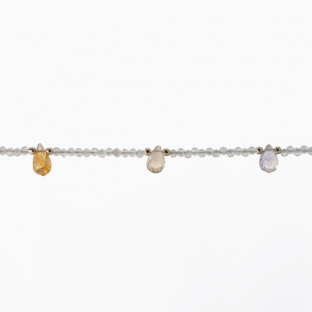 Colier argint pietre semipretioase microfatetate 2 mm piatra lunii si briolete din ametrin lungime 39 cm [1]