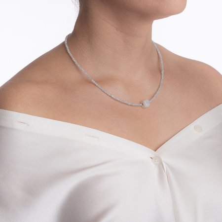 Colier argint pietre semipretioase microfatetate acvamarin 2,5 mm si cub de 9 mm din piatra lunii lungime 42 cm [3]