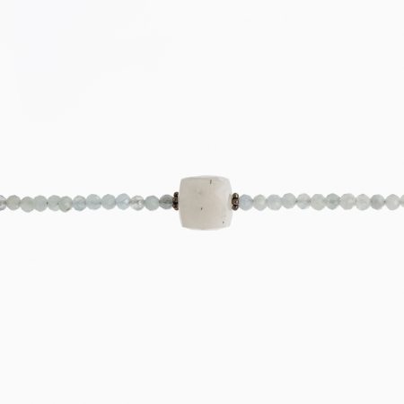 Colier argint pietre semipretioase microfatetate acvamarin 2,5 mm si cub de 9 mm din piatra lunii lungime 42 cm [1]
