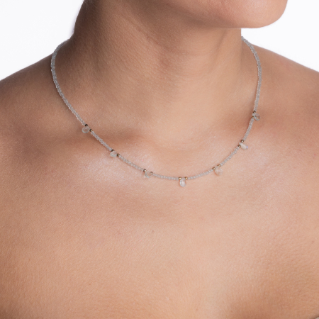 Colier argint pietre semipretioase microfatetate acvamarin 2 mm cu briolete lungime 42 cm [2]