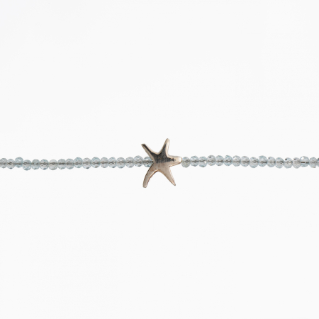 Colier argint pietre semipretioase microfatetate acvamarin 2 mm  lungime 42 cm [1]