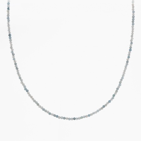 Coliere dama - Colier argint pietre semipretioase microfatetate acvamarin de 2 mm  lungime 42 cm