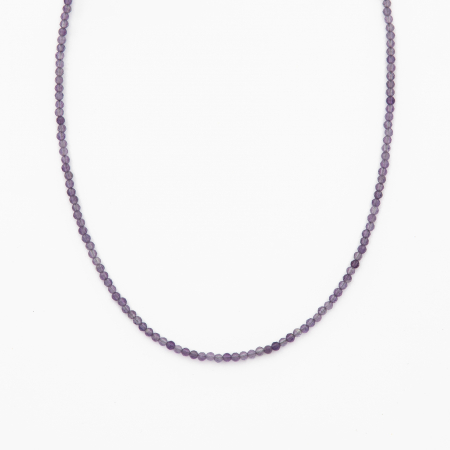 Coliere dama - Colier argint pietre semipretioase microfatetate ametist de 2 mm  lungime 42 cm