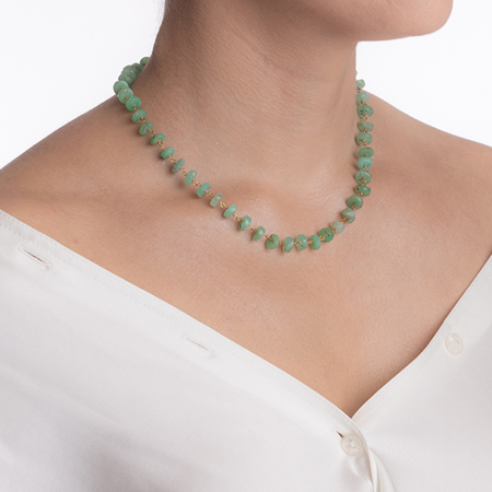 Colier argint pietre semipretioase microfatetate crisopraz de7 mm lungime 42 cm [4]