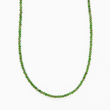 Coliere dama - Colier argint pietre semipretioase microfatetate cromdiopsid de 2 mm  lungime 42 cm