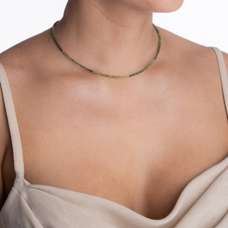 Colier argint pietre semipretioase microfatetate de 2 mm din Cromdiopsid in degrade [2]