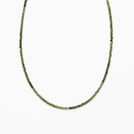 Coliere dama - Colier argint pietre semipretioase microfatetate de 2 mm din Cromdiopsid in degrade