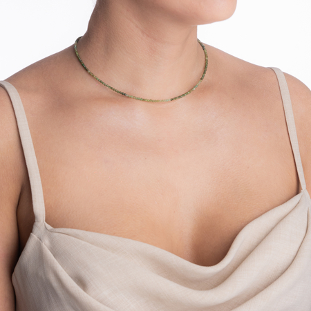 Colier argint pietre semipretioase microfatetate de 2 mm din Cromdiopsid in degrade [3]