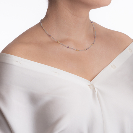 Colier argint pietre semipretioase microfatetate fluorit 2 mm si 4 mm  lungime 42 cm [3]