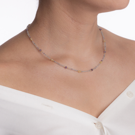 Colier argint pietre semipretioase microfatetate fluorit 2 mm si 4 mm  lungime 42 cm [2]