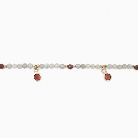 Colier argint pietre semipretioase microfatetate labradorit si granat 3 mm  lungime 45 cm [1]