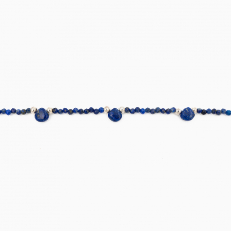 Colier argint pietre semipretioase microfatetate lapis lazuli 2 mm  lungime 40 cm [1]