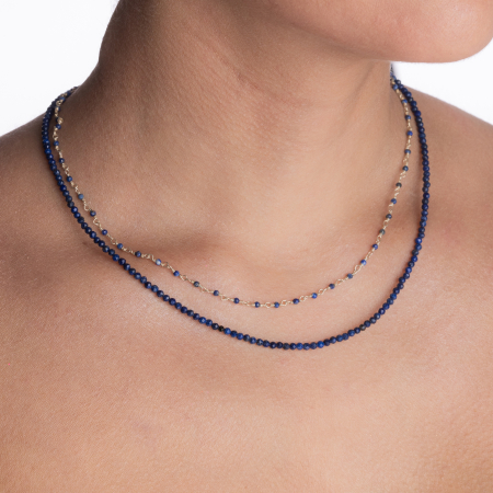 Colier argint pietre semipretioase microfatetate  lapis lazuli de 2 mm  lungime 42 cm [3]