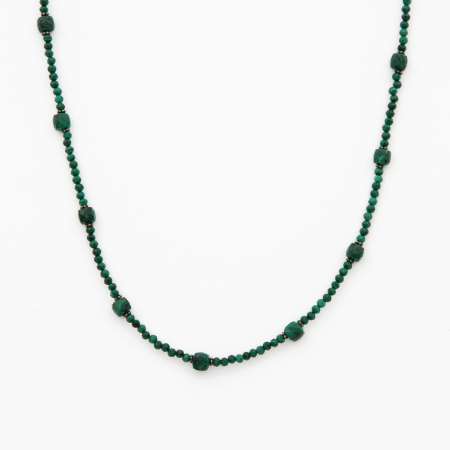 Coliere dama - Colier argint pietre semipretioase microfatetate malachit 2 mm si cuburi de 4 mm   lungime 42 cm