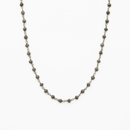 Colier argint pietre semipretioase microfatetate pirita 4 mm  lungime 42 cm [0]