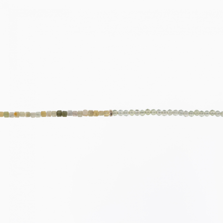 Colier argint pietre semipretioase microfatetate prehnit 3 mm si cubulete din crisopraz lungime 42 cm [1]