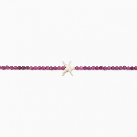 Colier argint pietre semipretioase microfatetate rubin 2 mm decorate cu un element din argint lungime 42 cm [1]