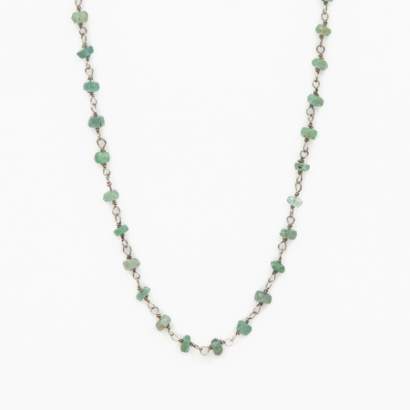 Coliere dama - Colier argint pietre semipretioase microfatetate  smarald 3 mm  lungime 42 cm