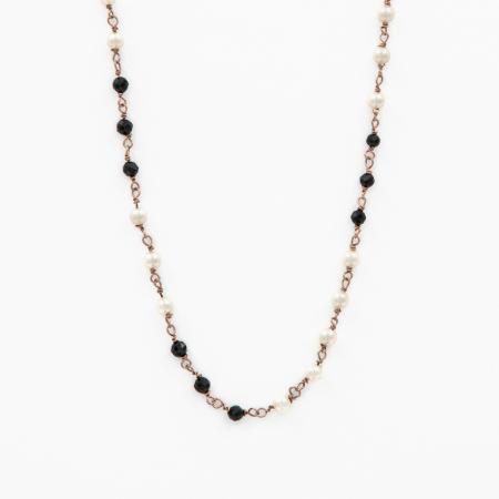 Coliere dama - Colier argint pietre semipretioase microfatetate spinel de 4 mm perle de cultura lungime 42 cm