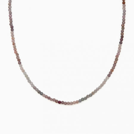 Coliere dama - Colier argint pietre semipretioase microfatetate spinel roz in degrade de 3 mm  lungime 40-44 cm