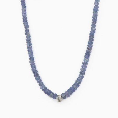 Coliere dama - Colier argint pietre semipretioase microfatetate  tanzanit 3 pana la  5 mm lungime 41 cm