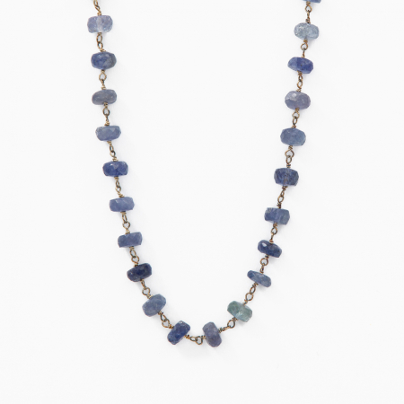 Coliere dama - Colier argint pietre semipretioase microfatetate tanzanit 7 mm lungime 42 cm