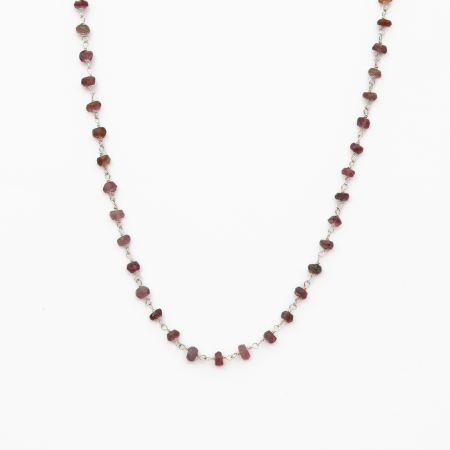 Necklaces and pendants - Silver necklace with micro-faceted pink tourmaline 4 mm - length 40 cm