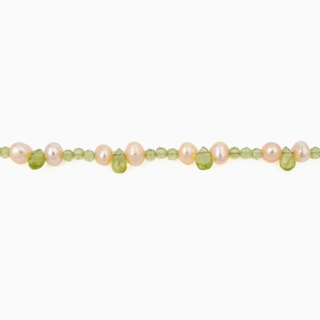 Colier argint pietre semipretioase peridot microfatetat 3 mm cu briolete din peridot si perle de cultura lungime 42 cm [1]
