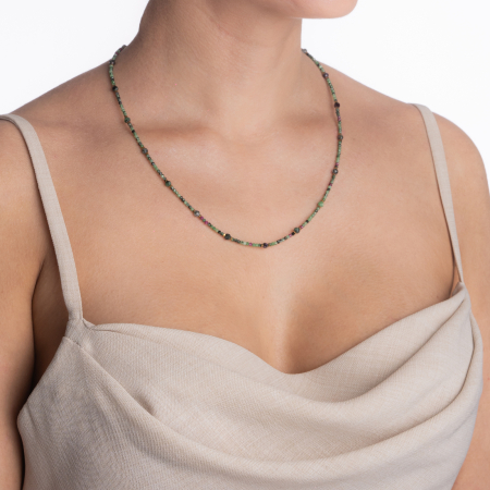 Silver necklace with micro-faceted ruby zoisite 2 mm - length 50 cm [2]