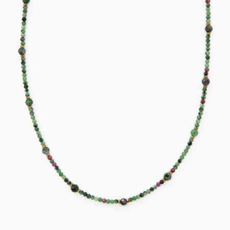 Necklaces and pendants - Silver necklace with micro-faceted ruby zoisite 2 mm - length 50 cm