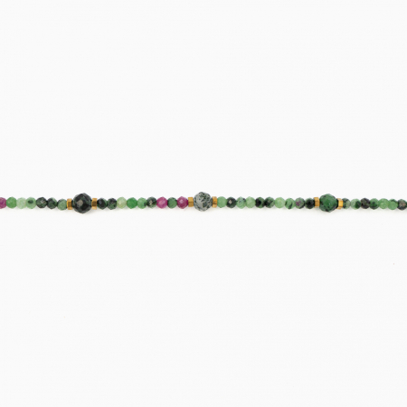 Silver necklace with micro-faceted ruby zoisite 2 mm - length 50 cm [1]