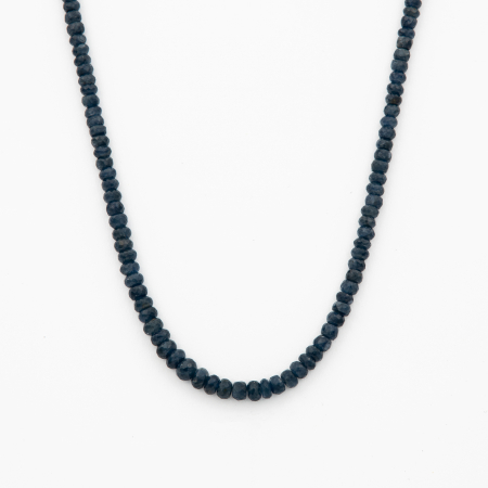 Colier argint pietre semipretioase safir albastru discuri microfatetate de la 4 la 6 mm lungime 50 cm [0]