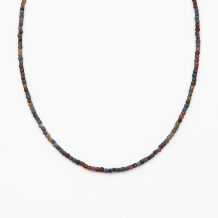 Coliere dama - Colier argint pietre semipretioase safir albastru si rubin cubulete de 2 mm  lungime 40 cm