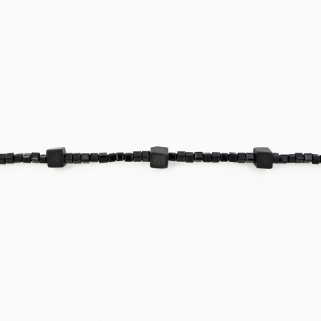 Colier argint pietre semipretioase spinel cubulete 2.5 mm hematit negru mat cuburi de 3.5 mm lungime 42 cm [1]