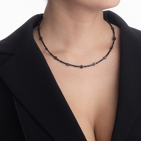 Colier argint pietre semipretioase spinel cubulete 2.5 mm hematit negru mat cuburi de 3.5 mm lungime 42 cm [4]