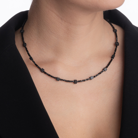 Colier argint pietre semipretioase spinel cubulete 2.5 mm hematit negru mat cuburi de 3.5 mm lungime 42 cm [3]