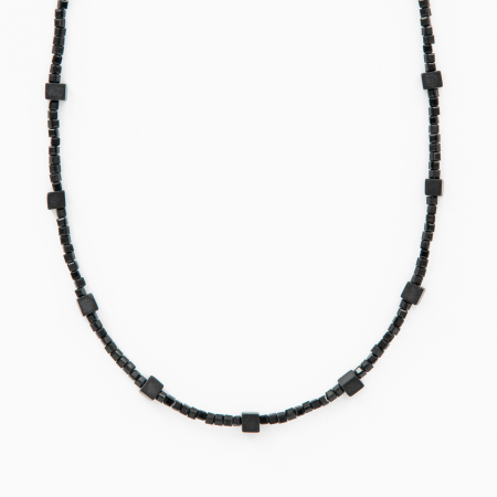 Colier argint pietre semipretioase spinel cubulete 2.5 mm hematit negru mat cuburi de 3.5 mm lungime 42 cm [0]