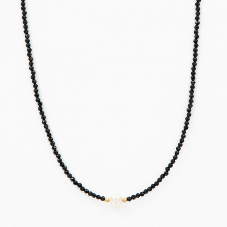 Coliere dama - Colier argint pietre semipretioase spinel microfatetat de 2 mm cu perla de cultura lungime 42 cm