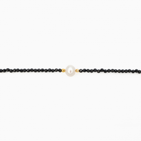 Colier argint pietre semipretioase spinel microfatetat de 2 mm cu perla de cultura lungime 42 cm [1]