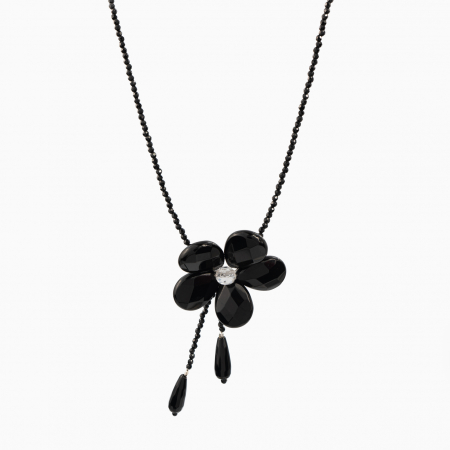 Coliere dama - Colier argint pietre semipretioase spinel microfatetat floare onix 4 cm