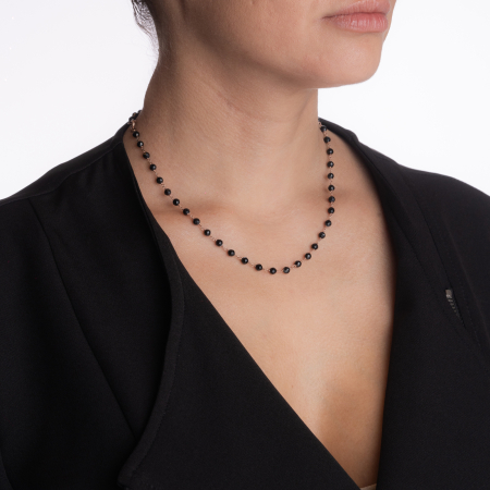 Colier argint pietre semipretioase spinel negru 2.5 mm  lungime 42 cm [4]