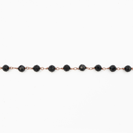 Colier argint pietre semipretioase spinel negru 2.5 mm  lungime 42 cm [1]