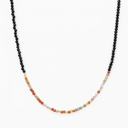 Coliere dama - Colier argint pietre semipretioase spinel negru si zirconiu multicolor de 2 mm lungime 42 cm